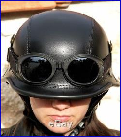 2nd WW 2WW WWII black German Vintage retro Replica helmet goggles eco leather