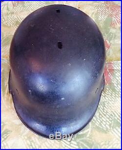 AUTHENTIC WW2 GERMAN BLACK HELMET Stamped by D. RP. THALE V R. Leather Liner