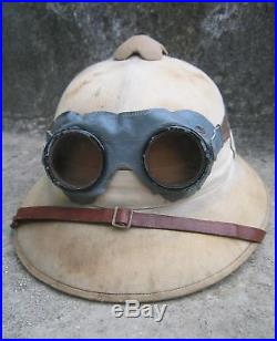 Afrika korps GERMAN PITH HELMET + Goggles + pouch bag DAK Rommel WW2 South front