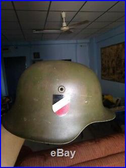 Antique rare WW2 German Troops Original M-42 Helmet marked NS06 a. Numbered 3781