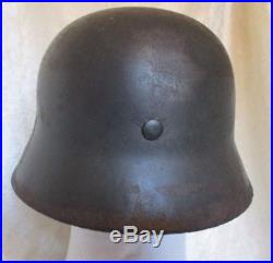 Authentic WW2 German Army Heer M40 Helmet Battle Damaged + Liner & Chinstrap