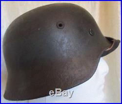 Authentic WW2 German Army Heer M40 Helmet Battle Damaged + Liner & Chinstrap
