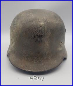 Authentic WW2 German Wehrmacht M35 Winter Cammo Helmet + Liner SF64