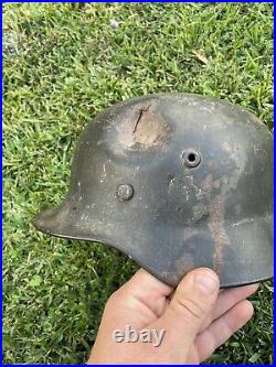 Battle Damaged GI BRINGBACK WW2 German Helmet War Trophy KIA