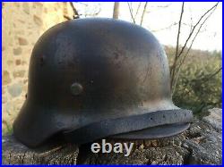 CASQUE ALLEMAND M35 CAMO DEUX COULEURS D'ORIGINE german helmet helm ww2