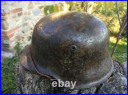 CASQUE ALLEMAND M42 CAMO BRUN BRILLANT D'ORIGINE helmet helm ww2 german tg68