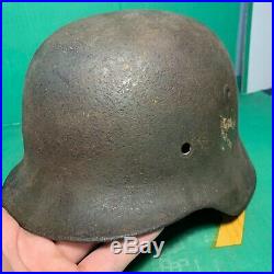 Fantastic WW2 German Army SD M35 Original Paint Helmet Shell Found in Normandy