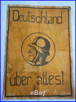 GERMAN Poster WW2 Germany above everything WWII Positive soldier in HELMET Rare
