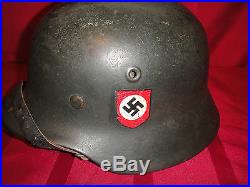 German Quist Ww2 M1940 Waffen-ss Helmet Double Decal Q64 Nice Must See