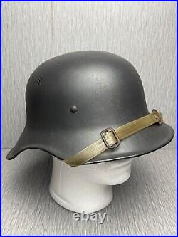 GERMAN WW2 RLB REICHSLUFTSCHUTZBUND HELMET With ERSATZ LINER & PLASTIC CHINSTRAP