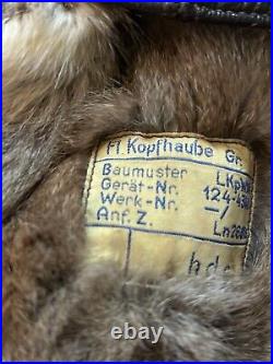 GREAT! Original WW2 German Luftwaffe LKpW101 Fur Lined Winter Flight Helmet