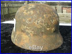Genuine WW2 German M40 Wehrmacht SD Helmet Semi Relic Battle Damaged With Liner