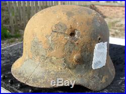 Genuine WW2 German M40 Wehrmacht SD Helmet Semi Relic Battle Damaged With Liner