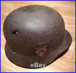 German Helmet M35 Q64 DD with Name Combat Damaged 100% Original WW2