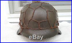 German Helmet M42 Size 64 Chicken Wire Stahlhelm Ww2