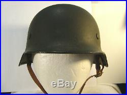 German Helmet, WW2, Original m1940 shell ET66, repro liner and chin strap