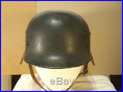 German Helmet, WW2, Original m35 shell ET66, repro paint, liner and chin strap