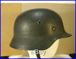 German Helmet, WW2, Original m35 shell ET66, repro paint, liner and chin strap