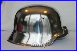 German M42 Helmet Chrome withLiner + Chinstrap WWII Bring Back WW2 World War Two