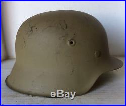 German WW2 M42 Helmet shell With Liner Band & Rivets (Original)