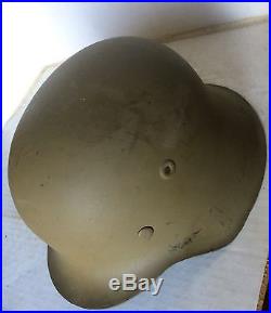 German WW2 M42 Helmet shell With Liner Band & Rivets (Original)