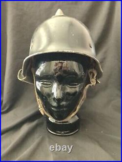 German WW2 Steel Fireman helmet with Leather Strap and Neck Gaurd