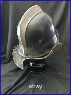 German WW2 Steel Fireman helmet with Leather Strap and Neck Gaurd