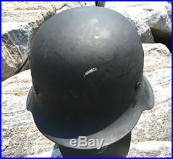 German WW2 WWII M42 COMBAT Helmet Stahlhelm with Initial Sewn Liner 1942 Ink Stamp