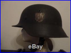 German WW2 helmet M1941, all original interior and straps, Original