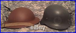 German WWII WW2 Helmet & British Helmet. Original! NR Two Helmets. Nazi Jap