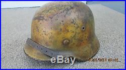 German WW 2 helmet Normandy beach Camo 3 color Original with liner SD Salty