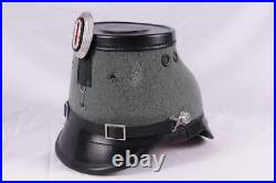 German Ww2 1923-45 Pattern Officer Leather Shacko Helmet Hat Headwear