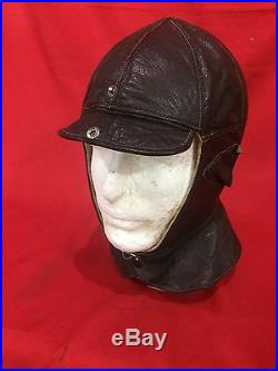 German Ww2 Luftwaffe Pilot Leather Hat Cap Helmet Prym Flight Pilots Hat Combat