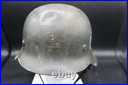German Ww2 Steel Combat Helmet M42 Size 64 Original Paint Single Decal