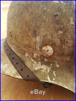 German helmet M42 Winter camo late war 100% genuine and complete ww2