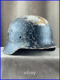 German helmet in winter color. There are numbers. Wehrmacht. 1935-1945 WWII WW2