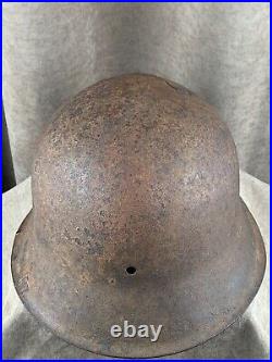 German original helmet of a soldier who was wounded. Wehrmacht 1939-1945 WW2