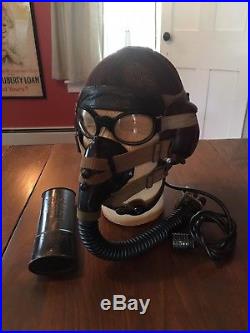 German ww2 luftwaffe summer flight helmet, oxygen mask and goggles