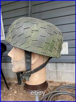High Quality Camoflauge WW2 German M38 FJ Paratrooper Helmet At The Front Repro