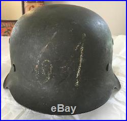 Huge unissued original WW2 German Helmet HKP68 ND M42 with chalk size mark