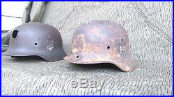 Lot of 2 ww2 original wehrmacht M40 German helmets