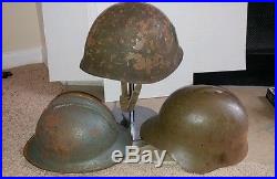 Lot of 3 wwII HELMET's French Italian German Us ww2 steel helmet as shown