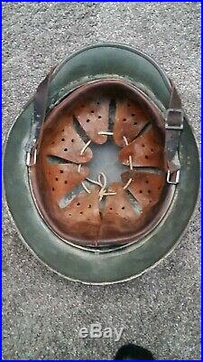 M40 German Helmet Postwar WW2 STYLE 64/57 Camouflage Complete Stamped Q64