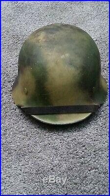 M40 German Helmet Postwar WW2 STYLE 64/57 Camouflage Complete Stamped Q64