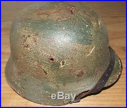 Magnificent Original WW2 M35 German Army Combat Helmet Normandy Camo Heer