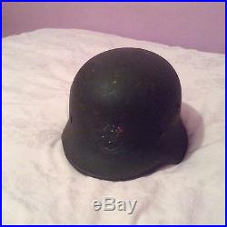 Militaria ww2 german military army combat helmet with leather liner & chin strap