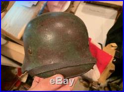 Nice WW2 German Grass Green & Brick Brown Camo Helmet
