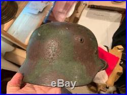 Nice WW2 German Grass Green & Brick Brown Camo Helmet
