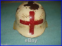ORIGINAL GERMAN WW2 Deutsche Rote Kreus (Medic) M1942 Helmet NS (Nikelwerke)