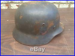 Original Ww2 DD Decal German Helmet M35 Luftwaffe Ef64 Alum Liner Estate Find